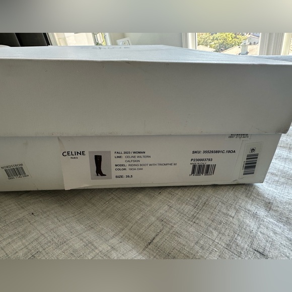 CELINE WILTERN Calfskin RIDING BOOT WITH TRIOMPHE 90mm Brown KneeHigh Boots 39.5 - Picture 11 of 16